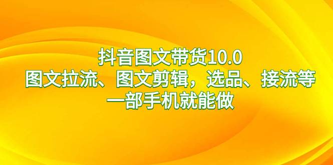 抖音图文带货10.0，图文拉流、图文剪辑，选品、接流等，一部手机就能做-六道网创