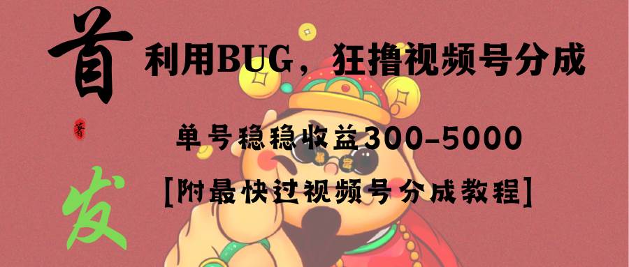 图片[1]-全网独家首发，视频号BUG，超短期项目，单号每日净收益300-5000！-六道网创