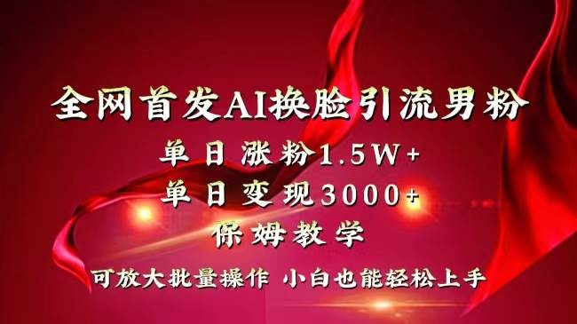 全网独创首发AI换脸引流男粉单日涨粉1.5W+变现3000+小白也能上手快速拿结果-六道网创