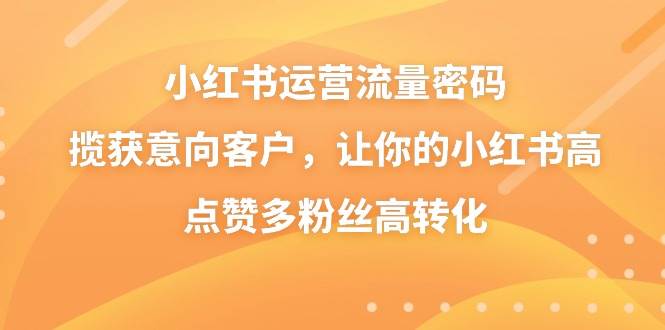 图片[1]-小红书运营流量密码，揽获意向客户，让你的小红书高点赞多粉丝高转化-六道网创