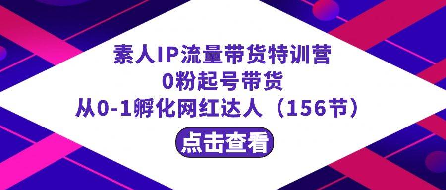 繁星·计划素人IP流量带货特训营：0粉起号带货 从0-1孵化网红达人（156节）-六道网创