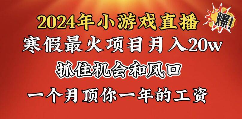 2024年寒假爆火项目，小游戏直播月入20w+，学会了之后你将翻身-六道网创