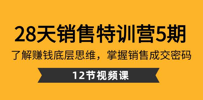 28天·销售特训营5期：了解赚钱底层思维，掌握销售成交密码（12节课）-六道网创