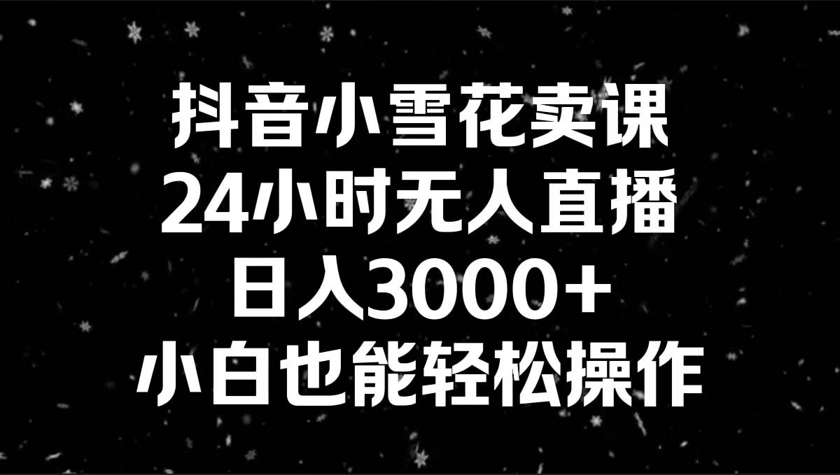 抖音小雪花卖课，24小时无人直播，日入3000+，小白也能轻松操作-六道网创