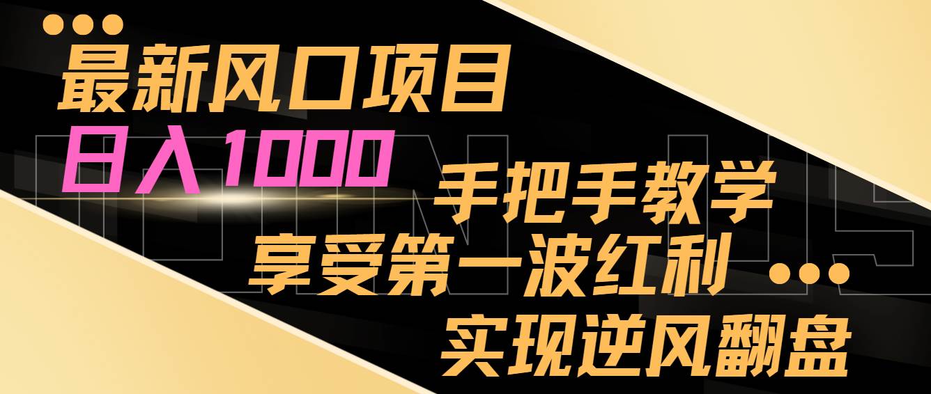 图片[1]-最新风口项目，日入过千，抓住当下风口，享受第一波红利，实现逆风翻盘-六道网创