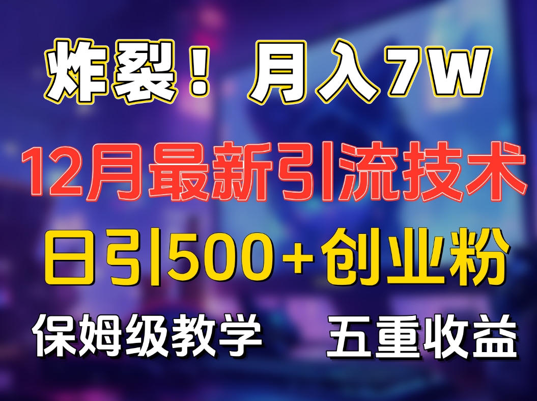 炸裂！月入7W+揭秘12月最新日引流500+精准创业粉，多重收益保姆级教学-六道网创