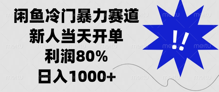 闲鱼冷门暴力赛道，利润80%，日入1000+新人当天开单，-六道网创