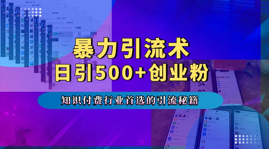 暴力引流术，专业知识付费行业首选的引流秘籍，一天暴流500+创业粉，五个手机流量接不完！-六道网创
