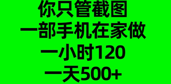 你只管截图，一部手机在家做，一小时120，一天500+-六道网创