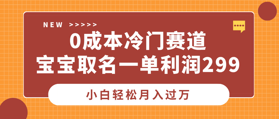 0成本冷门赛道，宝宝取名一单利润299，小白轻松月入过万-六道网创