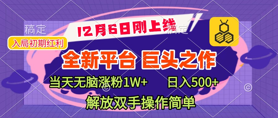 全新引流平台，巨头之作，当天无脑涨粉1W+，日入现500+，解放双手操作简单-六道网创